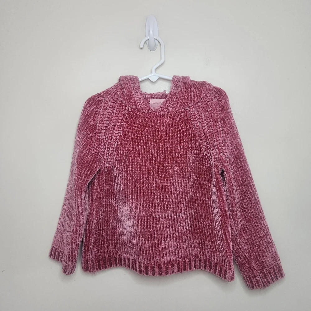 Girls Lucky Penny Hooded Chenille Sweater Sz 4